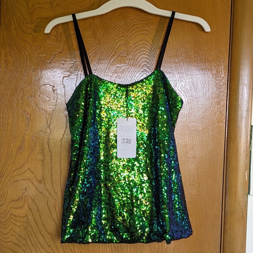 Green sequined top